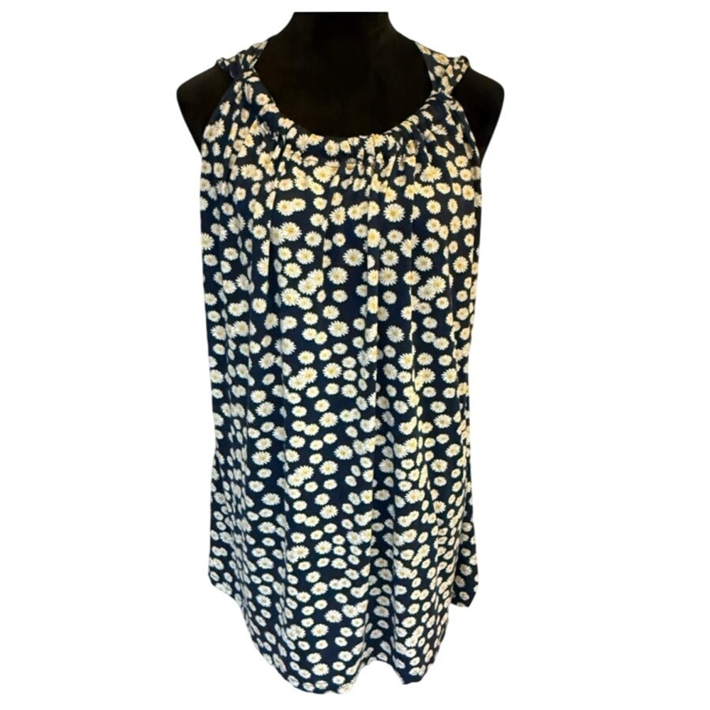 Susan Betro's  Simple Navy Daisy Print Short Sleeve Top Blouse‎ NWT